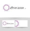 Logo design element with business card template. Floral monogram design template for company. Vector illustration. Royalty Free Stock Photo