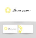 Logo design element with business card template. Floral monogram design template for company. Vector illustration. Royalty Free Stock Photo