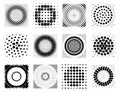 Logo design elements. vector halftone circular dotted frames set