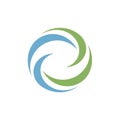 Logo design featuring blue and green curved shapes that form a swirl Royalty Free Stock Photo