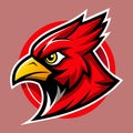 Logo design featuring a cardinal bird sport mascot and the letter B in red for the fundraiser football team, Design a Cardinal