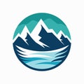 A logo design featuring a mountain with a lake in the middle, mountain logo vector design template
