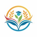 A logo design featuring a plant and a graduation cap, symbolizing education and achievement, An elegant and minimalist logo