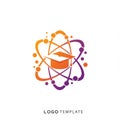 Logo design featuring a stylized atom with orbiting electrons, depicted using orange Royalty Free Stock Photo