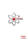 A logo design featuring stylized atomic orbits with a central red Royalty Free Stock Photo