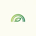 Logo design featuring a stylized green leaf encompassed by two Royalty Free Stock Photo