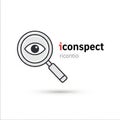 Logo design featuring a stylized magnifying glass with an eye inside, symbolizing Royalty Free Stock Photo