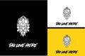logo design of flowers and bee vector black and white Royalty Free Stock Photo