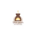 Logo design graphics for spa relax aromatherapy salon. Candle in the oil burner.