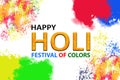 Logo design for Happy Holi Festival Of Colors. Colorful paint drops ink splashes. Icon, Symbol. Royalty Free Stock Photo