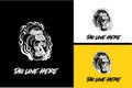 logo design of head monkey angry vector black and white