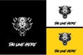 logo design of head panther one eye vector black and white Royalty Free Stock Photo