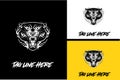 logo design of head panther three eye vector black and white Royalty Free Stock Photo