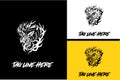 logo design of head wolf with flame vector black and white Royalty Free Stock Photo