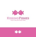 Logo design of 2 iconic fishes kissing