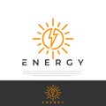 Logo design illustration simple line energy sun symbol.symbol,icon,vector,template,industrial business logo Royalty Free Stock Photo