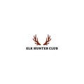 logo design inspiration for elk hunter club from brown deer antlers in the white background Royalty Free Stock Photo