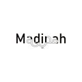 Logo Design for Madinah or Medina with English-Arabic words in one design in black and white colors