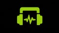Green Headphones Icon with Sound Wave - Audio Technology Concept. Royalty Free Stock Photo