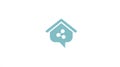 Share Home Communication Icon - Abstract House Chat Bubble with Network Symbol Royalty Free Stock Photo