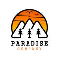 Logo design outline mountain and sun views