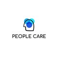 Logo design for people care service. Human head sign with blue circles for company branding.