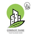 Logo Design of Real Estate Business. Property Development and Management. Eco City Building . Vector Royalty Free Stock Photo