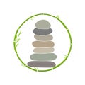 Logo design Rock balance in circle bamboo