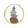 Logo design Rock balance in circle bamboo