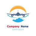 Logo design template for abstract airlines, airplane tickets, travel agencies. Vector illustration. Royalty Free Stock Photo