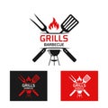 Logo design template for barbecue, BBQ ,grill restaurant icon isolated vector illustration