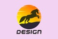 logo design template, with black horse icon, running jumping Royalty Free Stock Photo