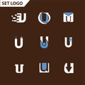 logo design template elements collection of vector letter U logo Royalty Free Stock Photo