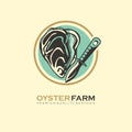 Oyster farm seafood logo design Royalty Free Stock Photo