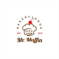 Logo design template with simple modern badge concept muffin