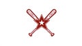 Baseball Star Emblem - Crossed Bats and Red Star Badge Royalty Free Stock Photo