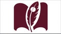 Feather Pen Logo on Open Book Silhouette Symbol Royalty Free Stock Photo