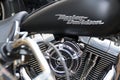 Logo detail on Harley Davidson motorcycle