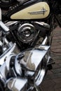 Logo detail on Harley Davidson motorcycle