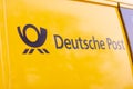 Logo from Deutsche Post and DHL on yellow postcar Royalty Free Stock Photo