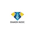 Logo diamon music illustration colorful elegant design template vector