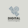 Logo digital technology, satellite line chip