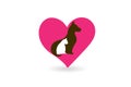 Logo dog and cat silhouette love heart shape icon vector