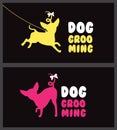 Logo for dog hair salon. Dog beauty salon. Pet grooming salon. Vector dog silhouette.