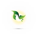 Logo dove bird leaf shape flying