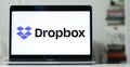 Logo of Dropbox on the laptop screen. Royalty Free Stock Photo