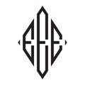 Logo E Condensed Rhombus Monogram 3 Letters Alphabet Font Logo Logotype Embroidery Royalty Free Stock Photo