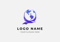 logo eagle fly bring earth globe on wings Royalty Free Stock Photo
