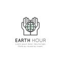 Logo of Earth Hour, Save the Planet Banner, Green ECO Energy, Recycling and Energy saving Royalty Free Stock Photo