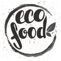Logo eco food with leaves. Organic food badge in vector cosmeti